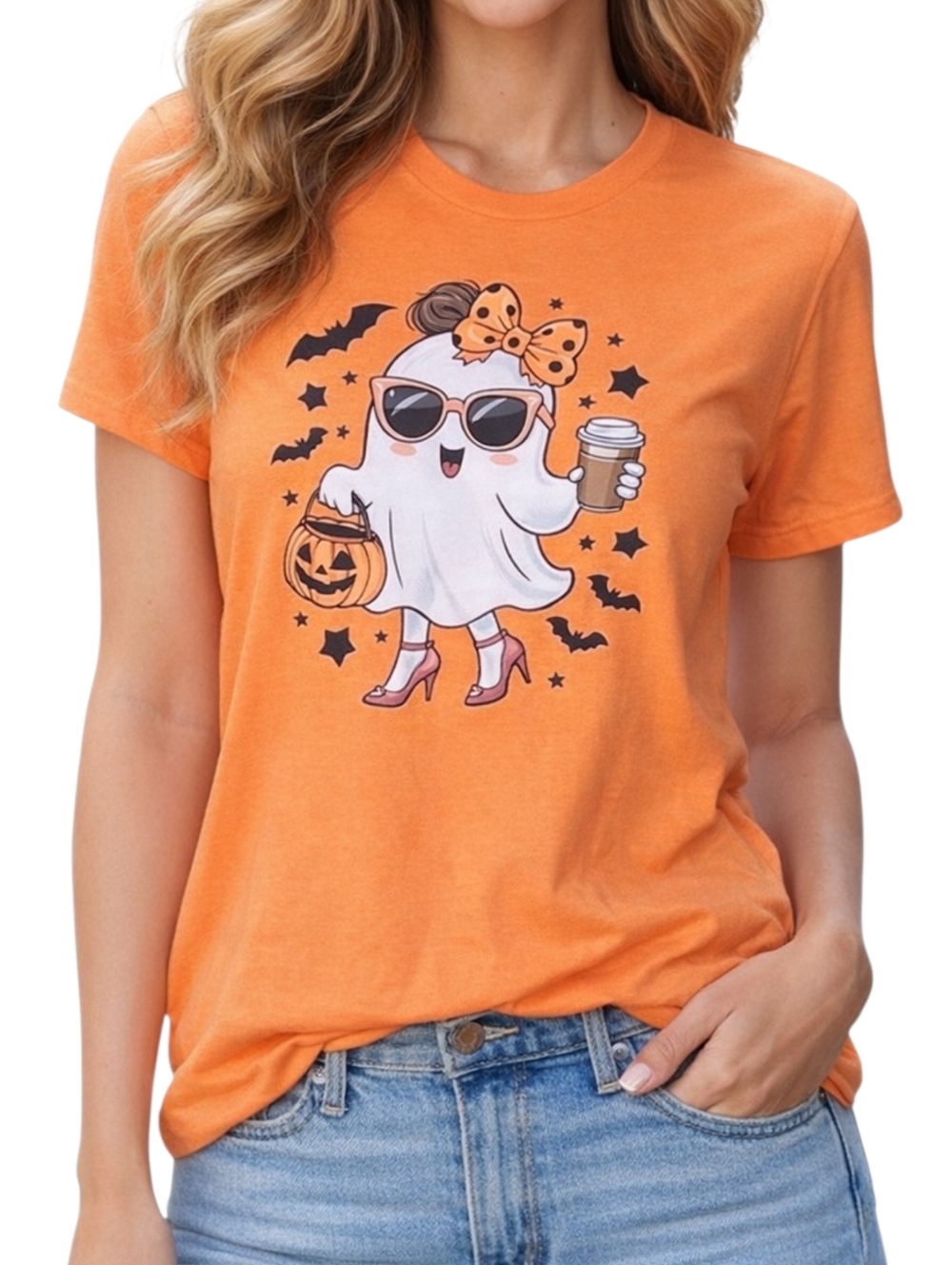 Bella & Canvas Orange Halloween Graphic Tee Sizes S M L New